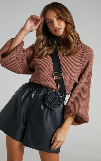 I Feel Love Oversized Knit Jumper in Chocolate