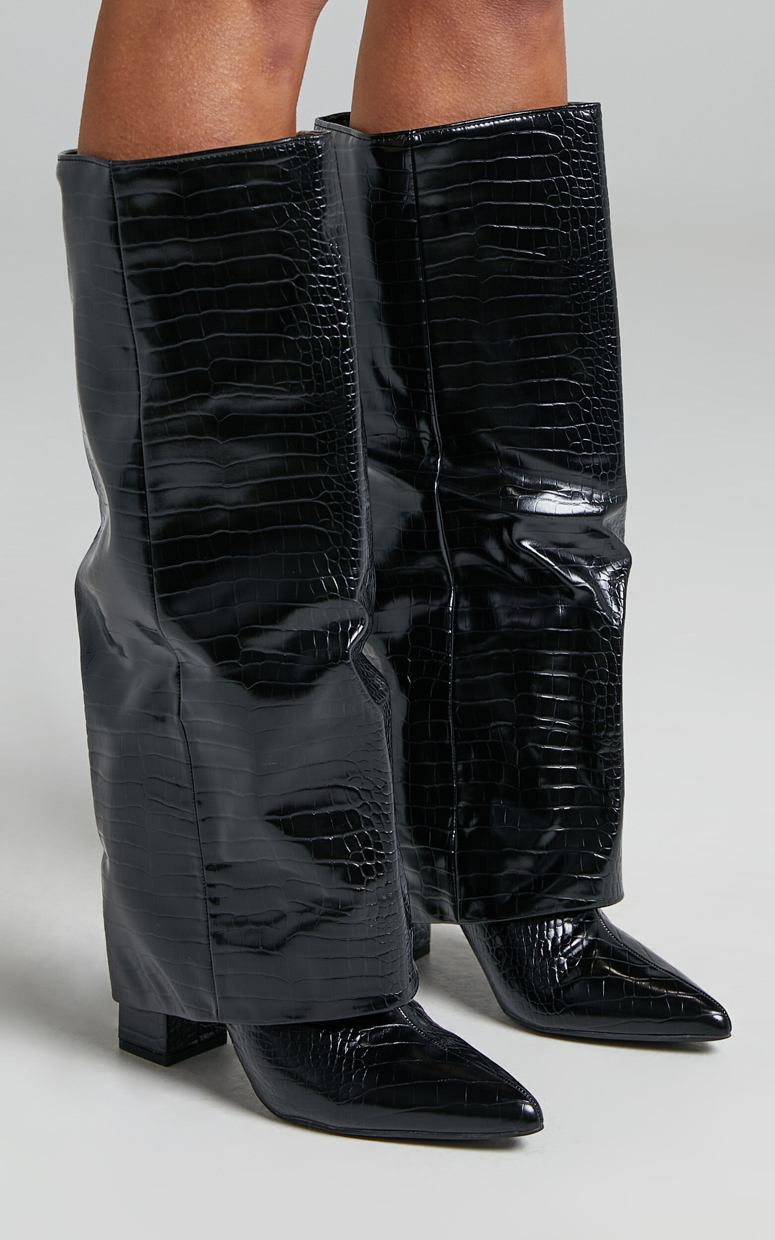 Public Desire - Zendaya Boots in Black Croc - 05, BLK1, super-hi-res image number null
