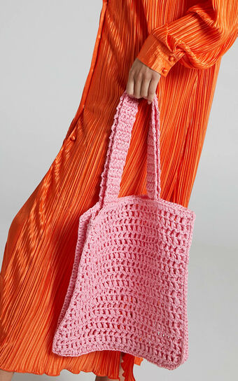 Hidilyn Crochet Tote Bag in Pink