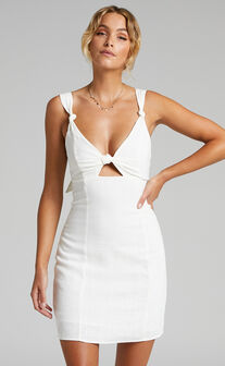 Amalie The Label - Benita Knot Detail Cut Out Mini Dress in White
