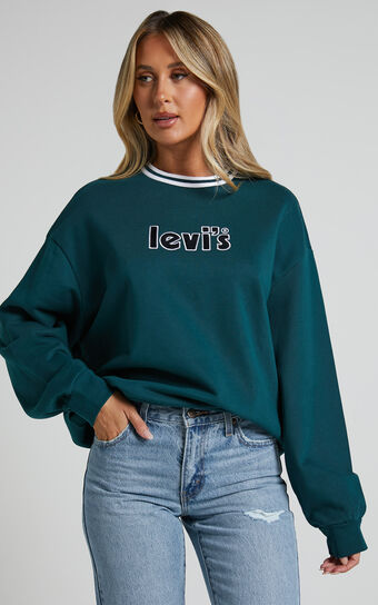 Levi's -  GRAPHIC PRISM CREW FUZZY POSTER LOGO in Deep Sea Moss