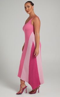Claudia Knit Dress with Godet Side Panel in Pink
