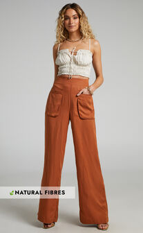 Amalie The Label - Ambroise High Waisted Wide Leg Pants in Earth