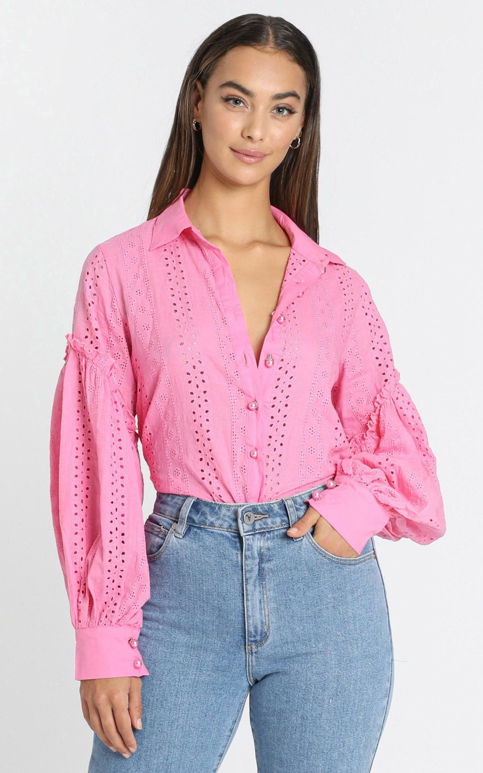 Beautiful Things Embroidery Shirt in Hot Pink | Showpo USA