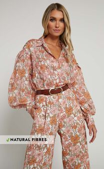 Amalie The Label - Azariah Balloon Sleeve Button Up Shirt in Wildflower Floral