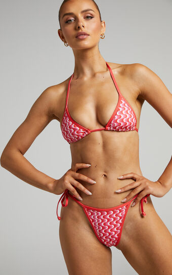 Lahana - Missy Side Tie Bikini Bottom in PINK WAVE