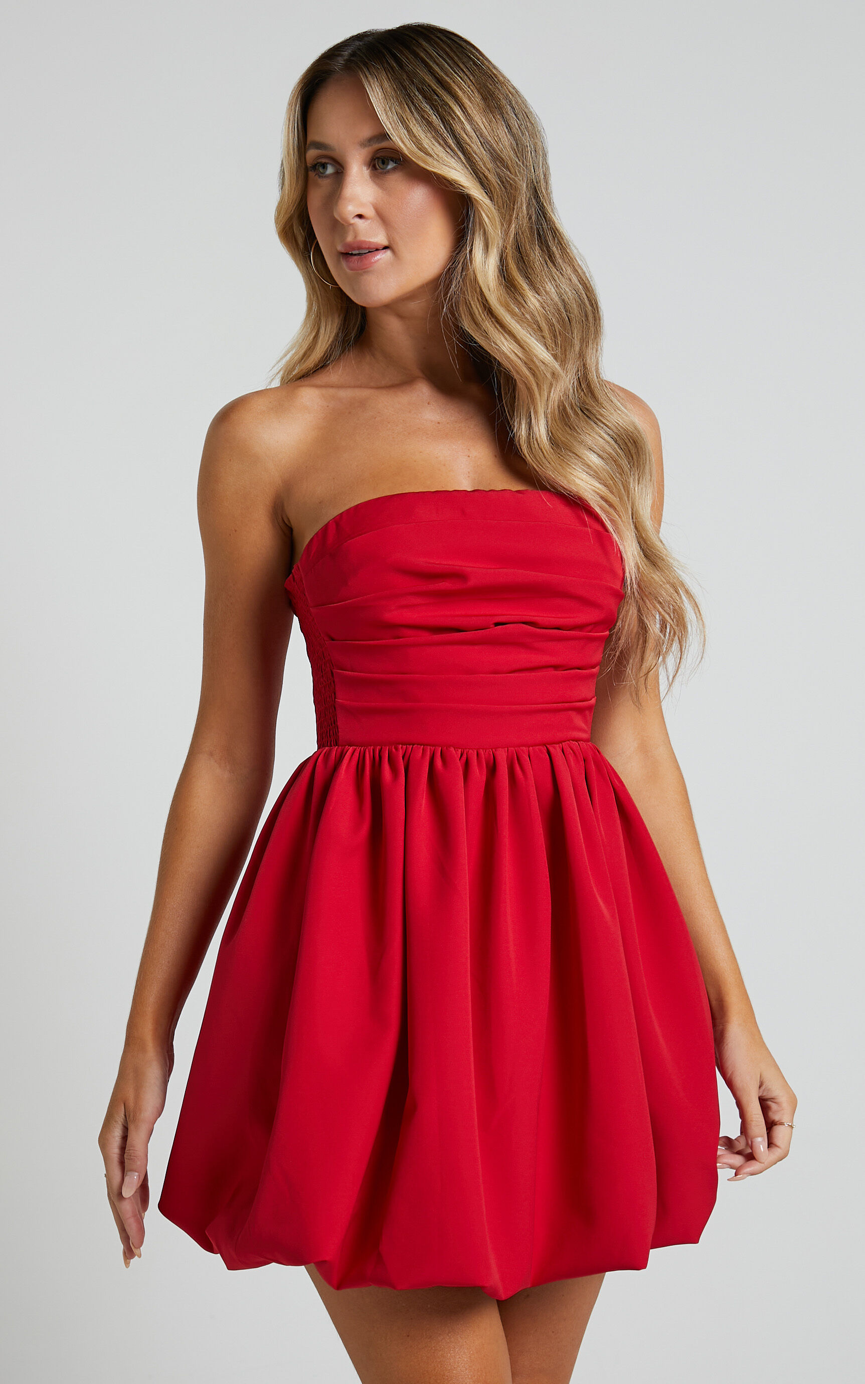 Shaima Strapless Mini Dress in Red - 04, RED1, super-hi-res image number null