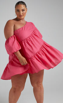 Harleen Asymmetrical Trim Mini Dress in Pink