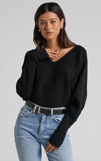 Winning At Life Knit Sweater in Black