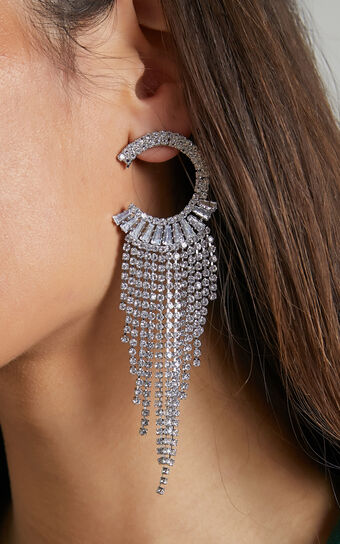 Darna Diamante Drop Earrings in Silver