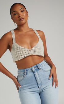 Peggy Crop Top in Pearl