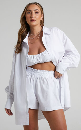Jerah Two Piece Bralette and Shirt Set in White