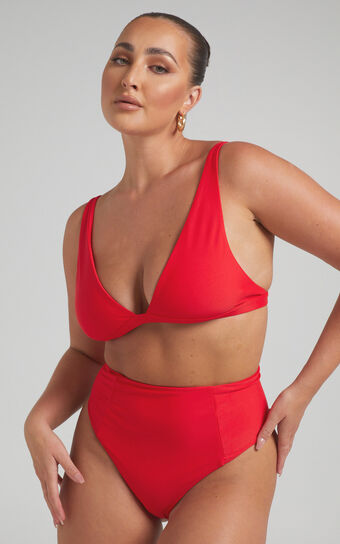 Nami High Waisted Bottom s in Recycled Nylon in Red