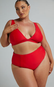 Nami High Waisted Bottom s in Recycled Nylon in Red