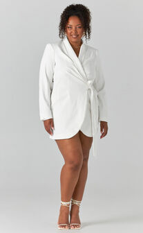 Rosia Wrap Style Blazer Dress in White