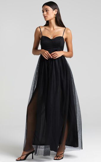At The Altar Midaxi Dress - Bodice Dress in Black