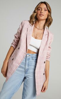 Sort It Out Blazer in Blush Check