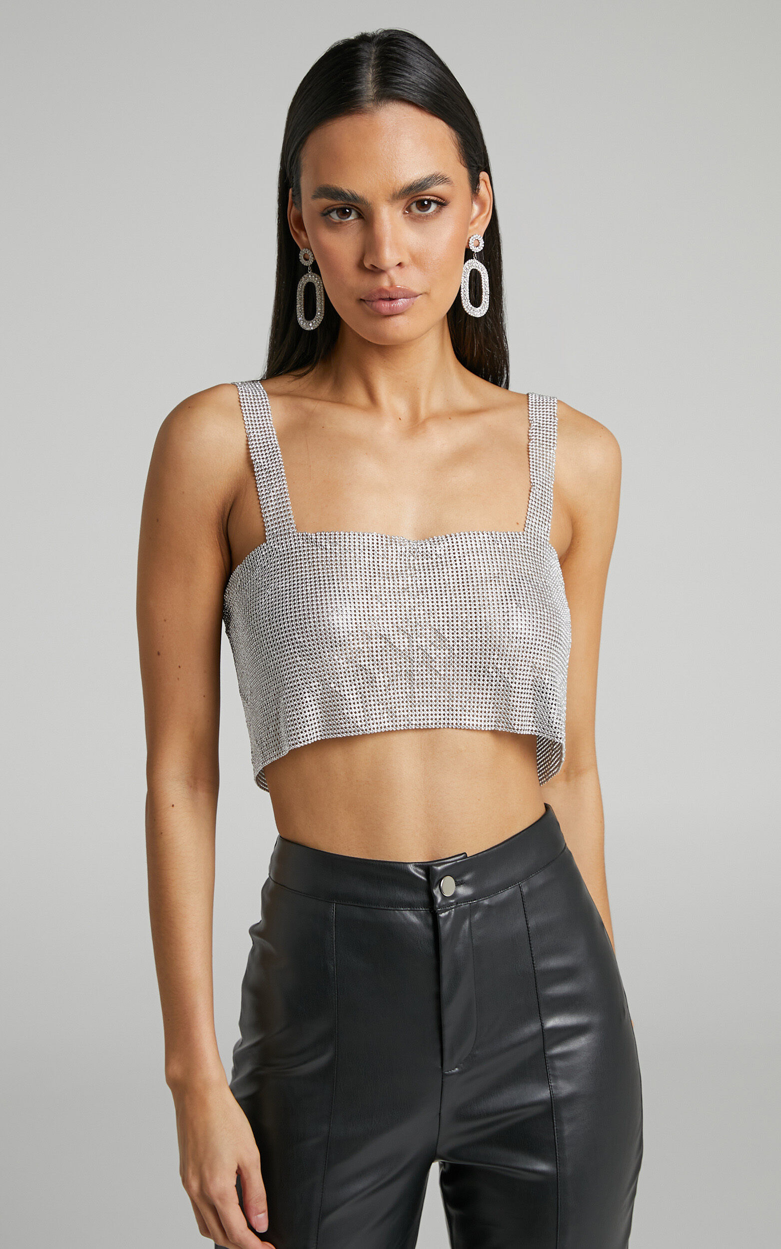 Starry Nights Mesh Cropped Top in Silver - M/L, SLV2, super-hi-res image number null
