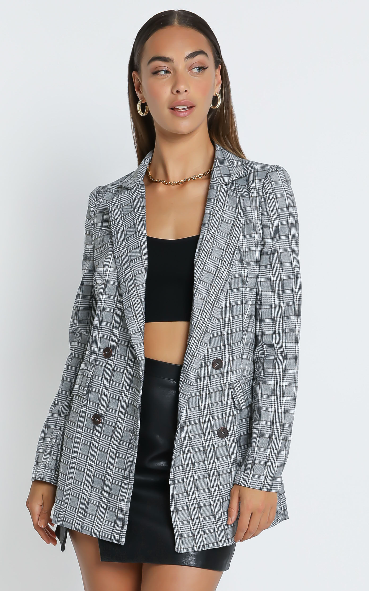Sort It Out Blazer in Grey Check - 04, GRY1, super-hi-res image number null