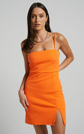 Island Babe Split Mini Dress in Orange | Showpo