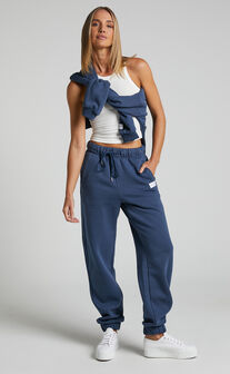 Sunday Leisure Club - Mid Rise Lazy Track Pants in Petrol Blue
