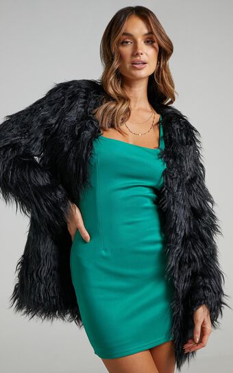 Fiona Faux Fur Coat in Black