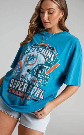 Mitchell & Ness - Miami Dolphins Vintage Super Bowl Tee in Faded Teal