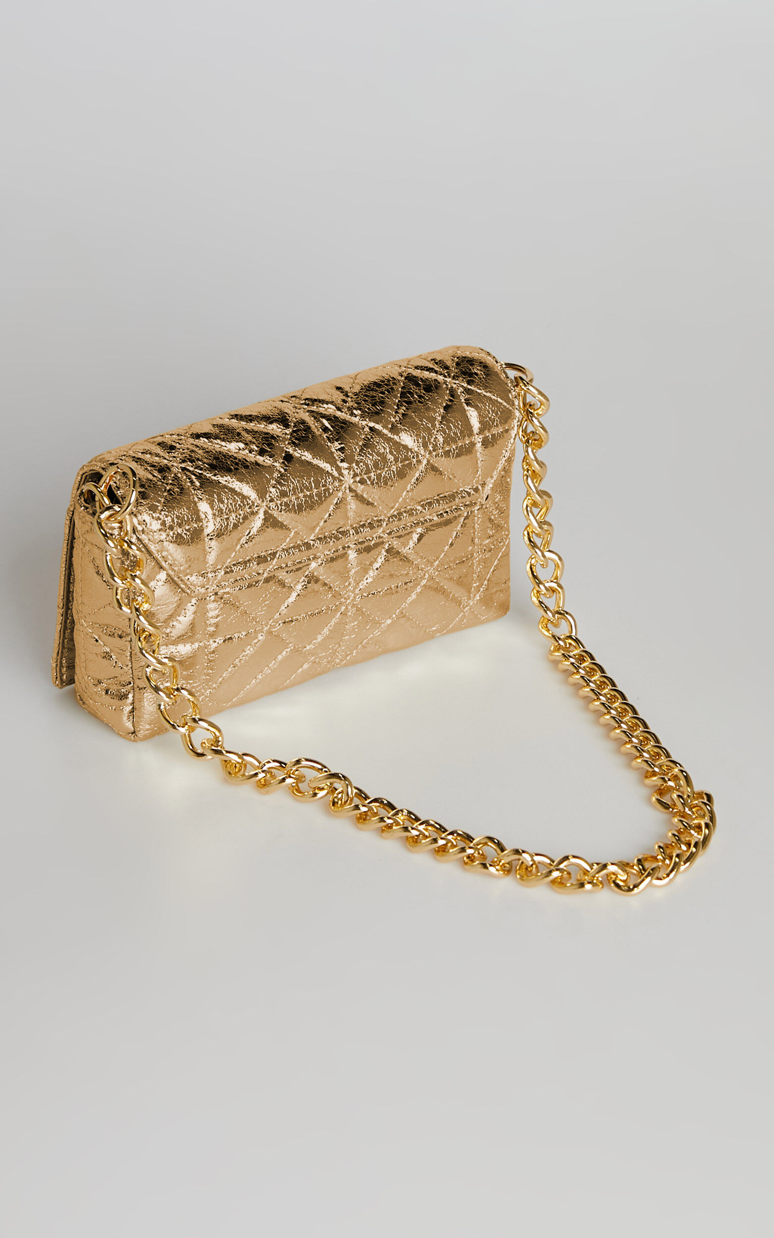 Locò Embroidered Small Shoulder Bag for Woman in Gold Crystal/antique Brass