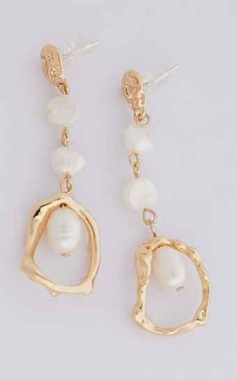 Kheya Earrings - Pearl Drop Earrings in Gold