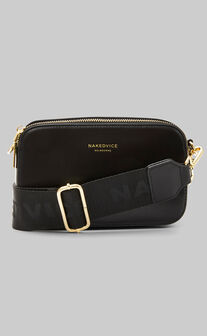 NAKEDVICE - THE MET BAG WITH BRANDED STRAP in Black/Gold