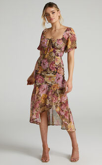 Jasalina Midaxi Dress - Puff Sleeve Dress in Classic Floral