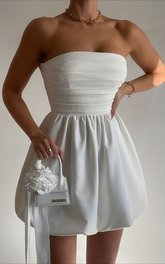 Shaima Strapless Mini Dress in White