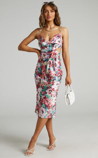 Neieve Cut Out Midi Dress in Amorous Floral