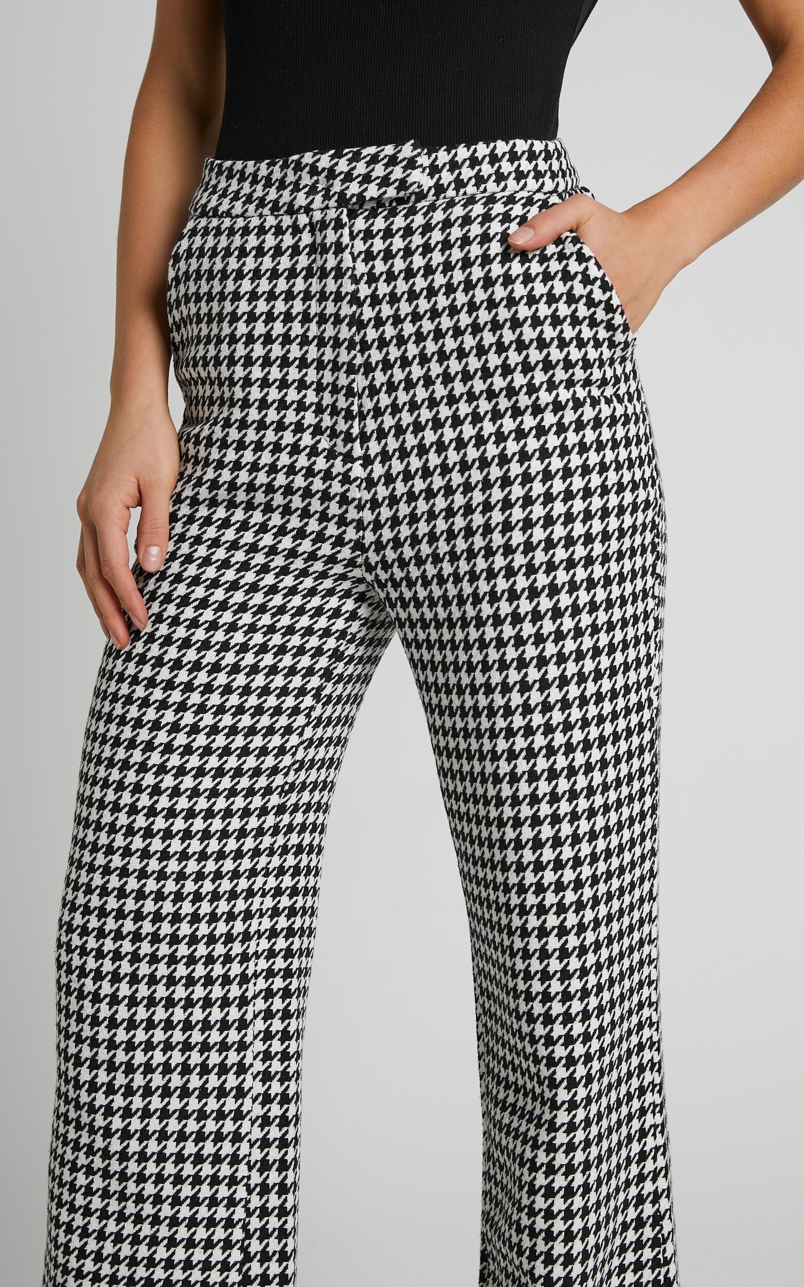 Minie Pants - High Waisted Tailored Split Leg Pants in Black and White ...