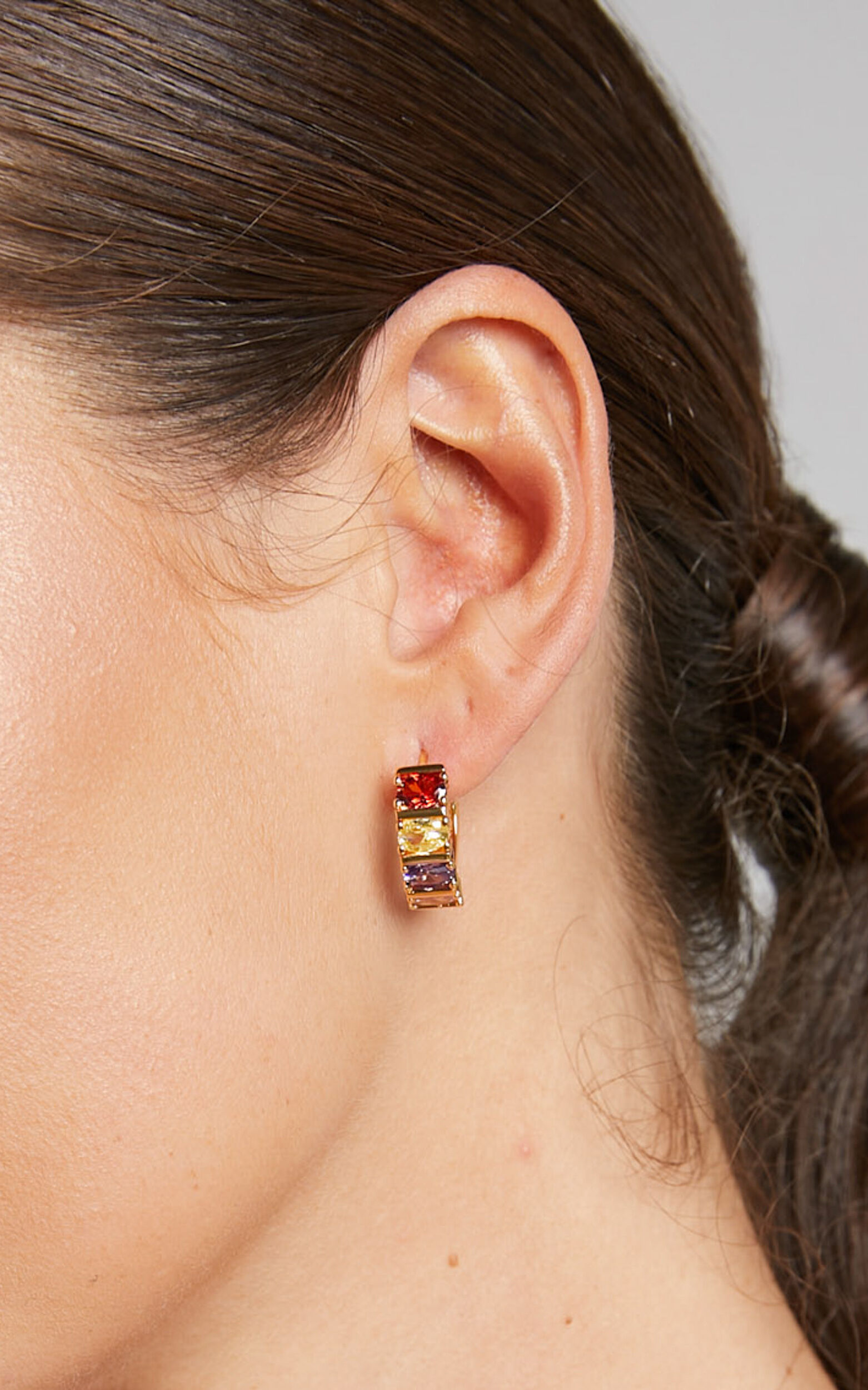 Shashna Multi Gemstone Hoop Earrings in Gold - NoSize, GLD1, super-hi-res image number null