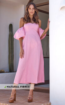 Amalie The Label - Beccah Off The Shoulder Midaxi Dress in Pink