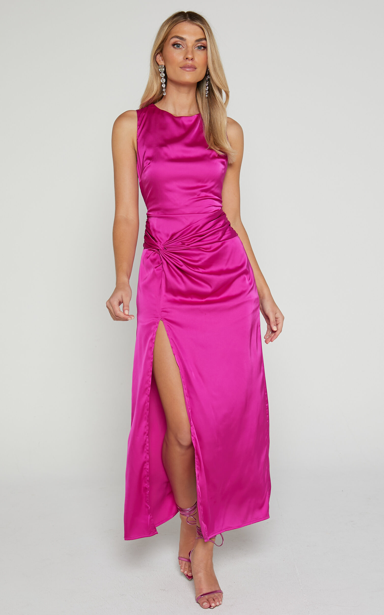 Cori Midaxi Dress - Twist detail Midaxi Dress in Fuchsia - 06, PNK1