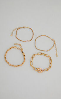 Aldie Diamante Chain Bracelet Set - Pack of 4 in Gold
