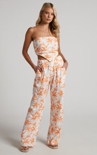 Fayella Trousers - Relaxed Straight Leg Trousers in Orange Palm