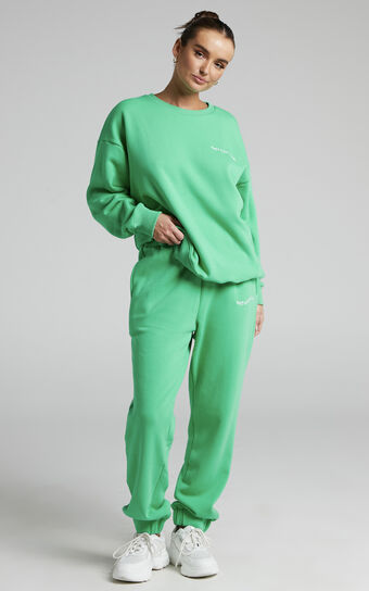 Sunday Society Club - Mid Waisted Maddie Sweatpants in Apple Green