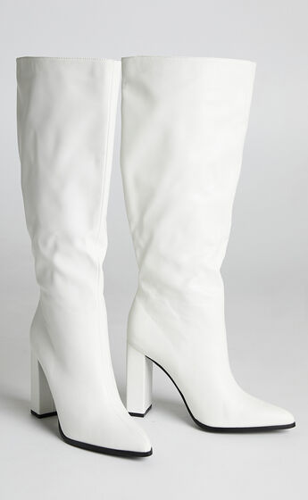 Public Desire - Posie Knee High Boots in White in White