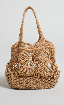 Marion Crochet Tote Bag in Neutral