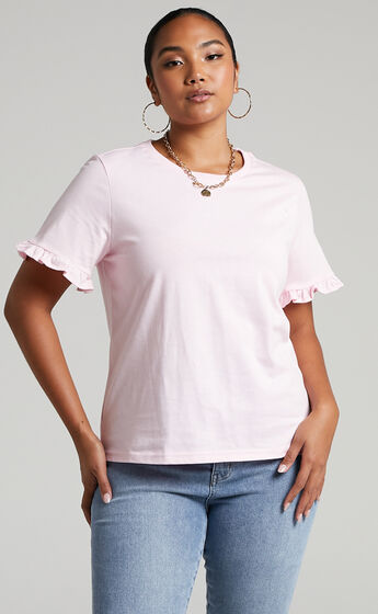 Closer To Home Ruffle Sleeve Tee in Pale Pink