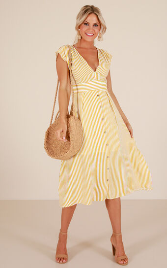 Beyond The Surface Dress In Yellow Stripe