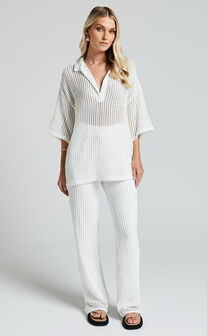 Brigette Pants - Pleated High Waisted Wide Leg Relaxed in White