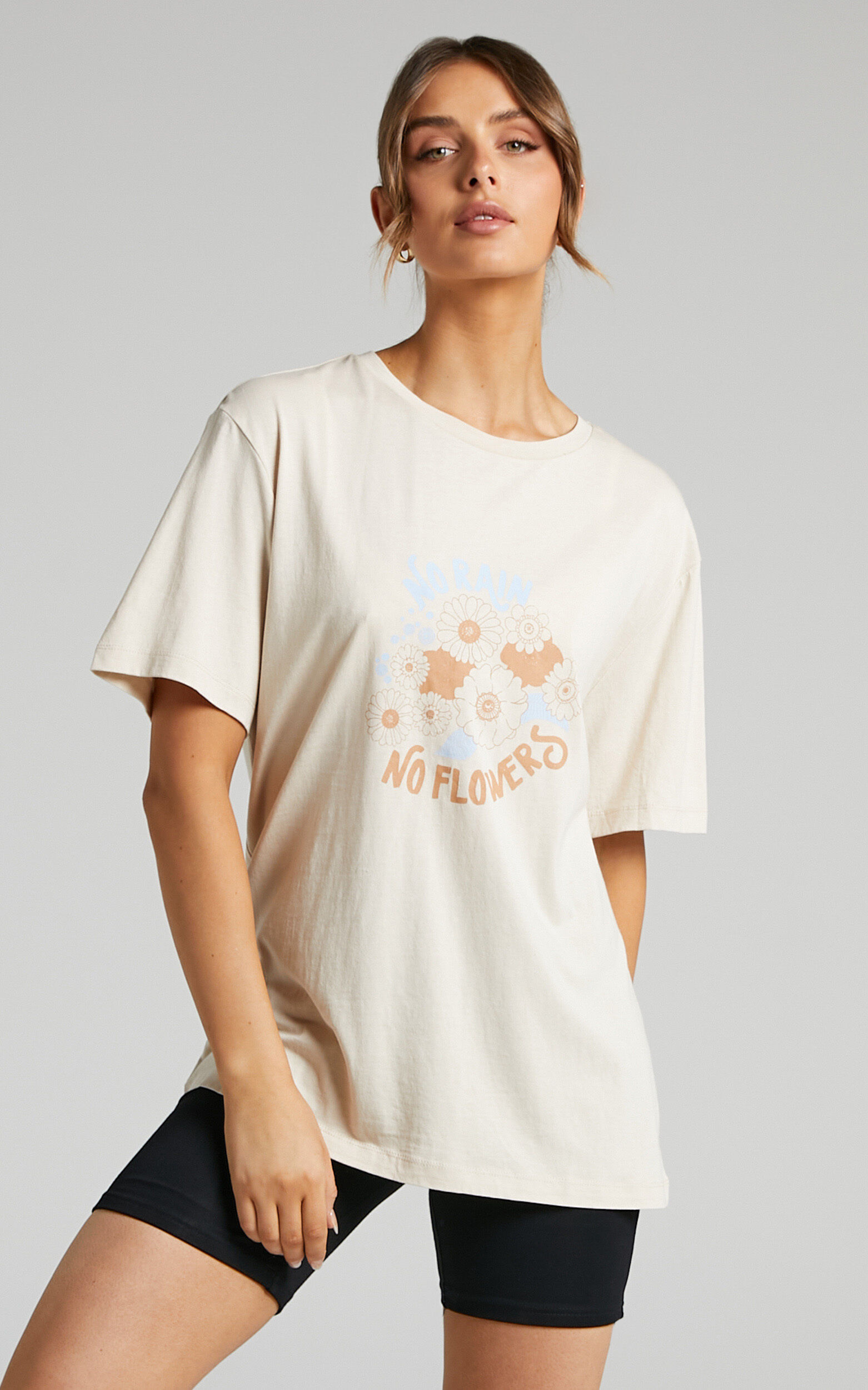 Charlie Holiday - no rain no flowers boyfriend tee in WHEAT - L, BRN1, super-hi-res image number null