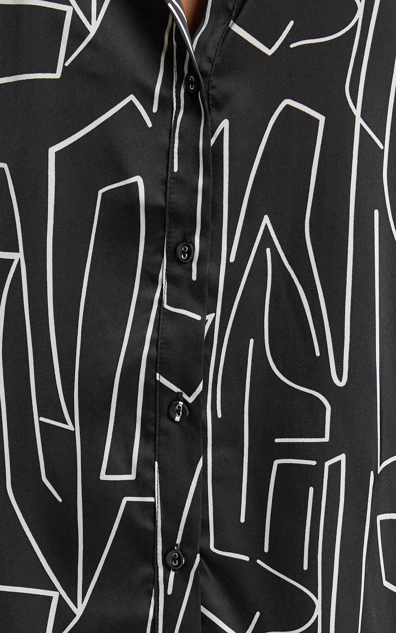 Janissa Long Sleeve Satin Shirt in Black and White Linear | Showpo