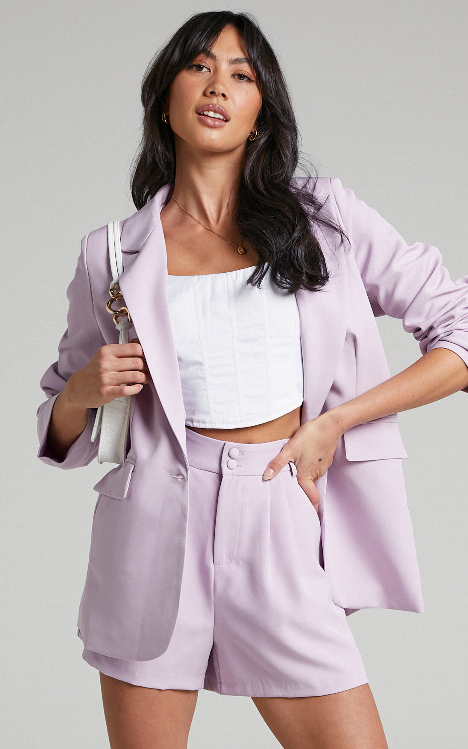 Ashesha Tailored Suiting Blazer in Lilac - 04, PRP2, super-hi-res image number null