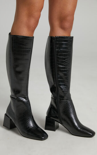 Therapy - Wolf Boots in Black Croc