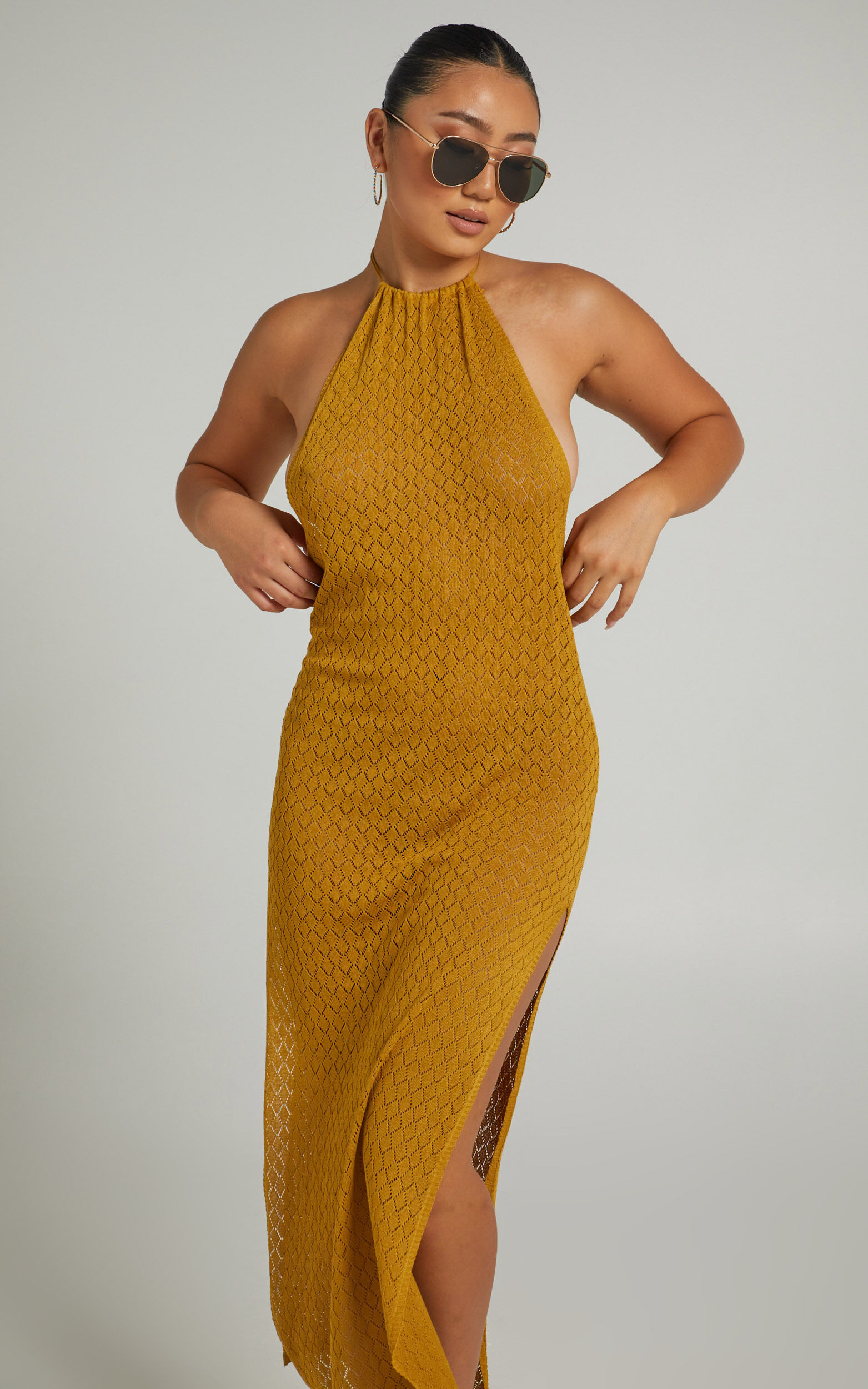 Salmee Knit Maxi Dress in Mustard - S, YEL1, super-hi-res image number null